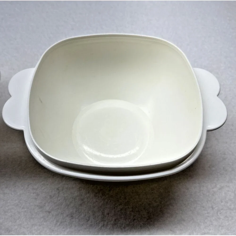 Tupperware Servalier 2510 2511 2512 White Nesting Bowls Set 3 Butterfly Handle